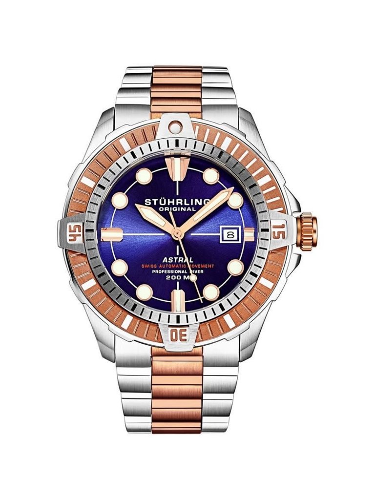 Nwt Stuhrling Original Aquadiver Automatic Blue Dial Men's Watch